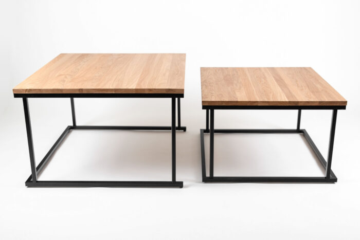 set of 2 square oak coffee table