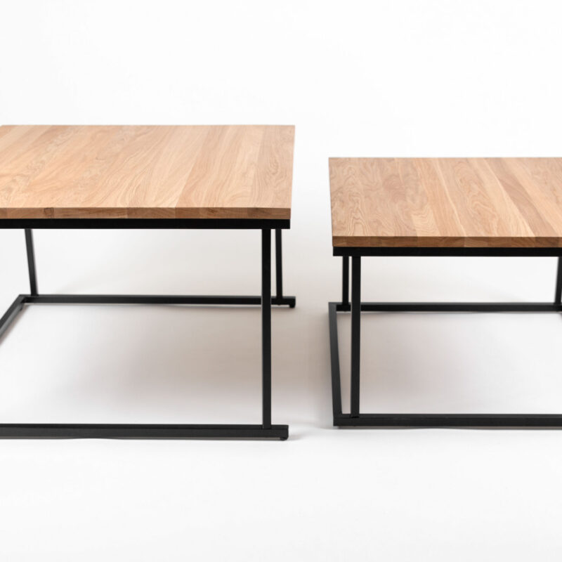set of 2 square oak coffee table