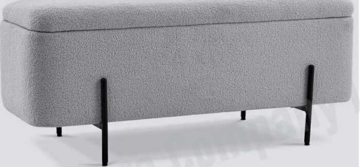 Faux Wool Bench-Grey