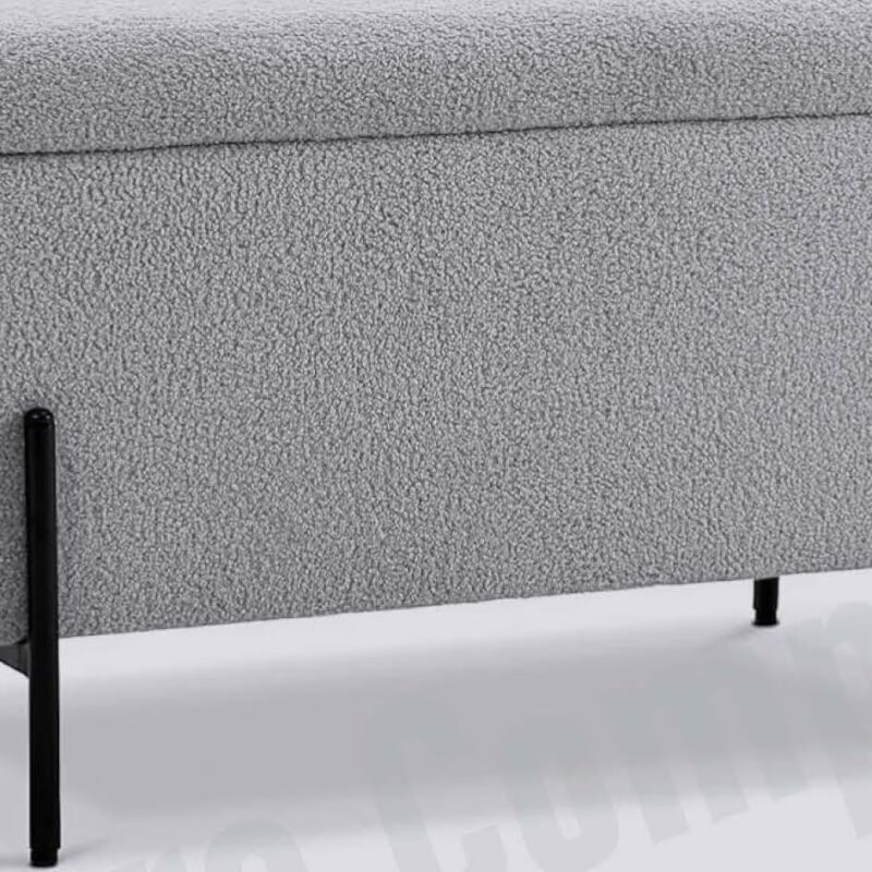 Faux Wool Bench-Grey
